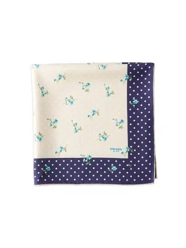 Prada Women's Printed Silk Twill Scarf - Beige Multi | Thumbnail 1 Prada Women's Printed Silk Twill Scarf - Beige Multi | Thumbnail 1
