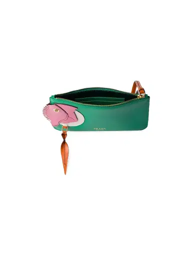 Prada Women's Leather Zipper Pouch | Thumbnail 2 Prada Women's Leather Zipper Pouch | Thumbnail 2