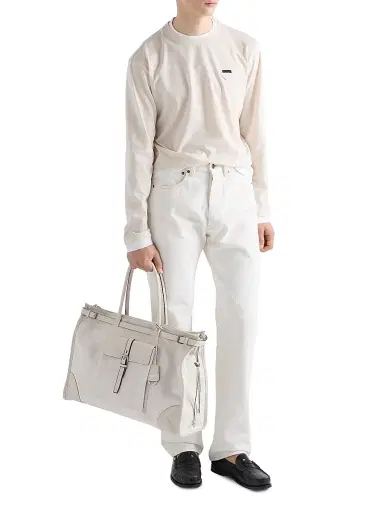 Prada Men's Bonnie Denim and Leather Tote Bag | Thumbnail 1 Prada Men's Bonnie Denim and Leather Tote Bag | Thumbnail 1