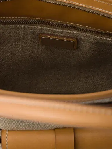 Prada Women's Bonnie Linen and Leather Tote Bag - Beige Khaki | Thumbnail 7 Prada Women's Bonnie Linen and Leather Tote Bag - Beige Khaki | Thumbnail 7