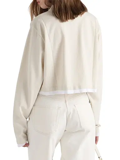 Prada Women's Long-Sleeved Piqué and Jersey Polo Shirt - Beige Khaki | Thumbnail 3 Prada Women's Long-Sleeved Piqué and Jersey Polo Shirt - Beige Khaki | Thumbnail 3