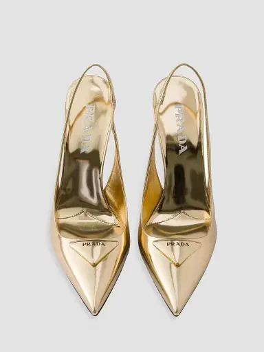 Prada Women's Metallic Leather Slingback Pumps - Gold - Size 5 | Thumbnail 3 Prada Women's Metallic Leather Slingback Pumps - Gold - Size 5 | Thumbnail 3