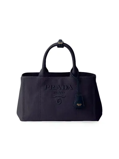 Prada Women's Jardinière Cotton Canvas Tote Bag - Blue | Thumbnail 1 Prada Women's Jardinière Cotton Canvas Tote Bag - Blue | Thumbnail 1