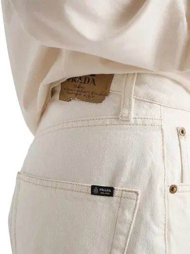 Prada Women's Old Denim Five-Pocket Jeans - White | Thumbnail 4 Prada Women's Old Denim Five-Pocket Jeans - White | Thumbnail 4