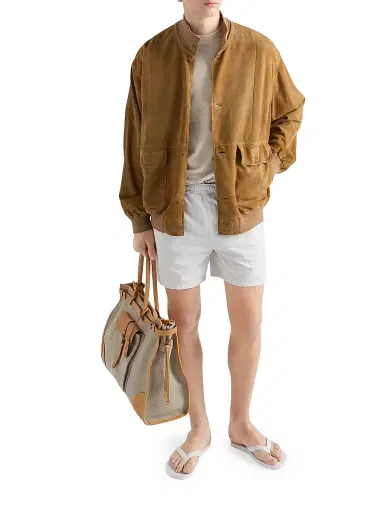 Prada Men's Bonnie Linen and Leather Tote Bag - Beige Khaki | Thumbnail 1 Prada Men's Bonnie Linen and Leather Tote Bag - Beige Khaki | Thumbnail 1