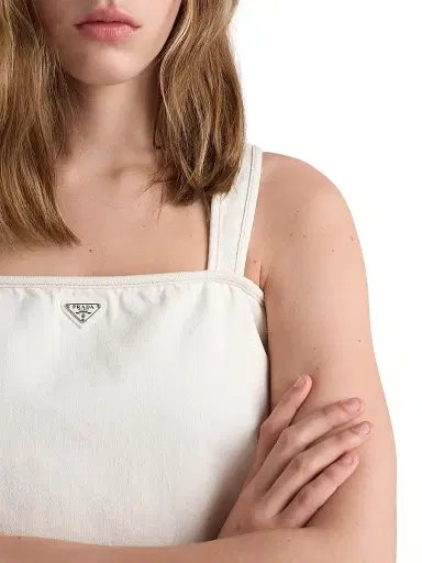 Prada Women's Old Denim Mini-Dress - White | Thumbnail 4 Prada Women's Old Denim Mini-Dress - White | Thumbnail 4