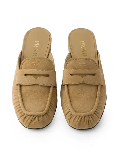Prada Women's Suede Mules - Beige Khaki | Thumbnail 4 Prada Women's Suede Mules - Beige Khaki | Thumbnail 4
