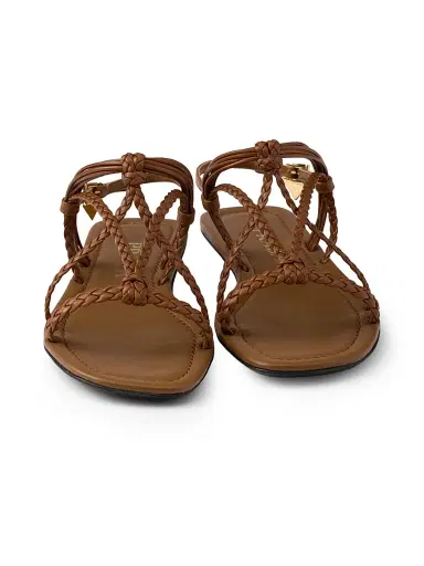 Prada Women's Flat Leather Sandals - Brown | Thumbnail 2 Prada Women's Flat Leather Sandals - Brown | Thumbnail 2