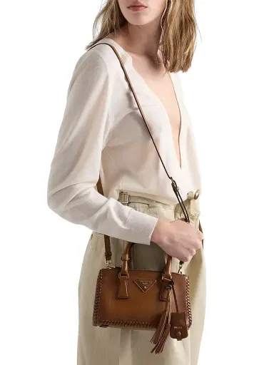 Prada Women's Galleria Mini Top Handle Leather Bag - Brown | Thumbnail 2 Prada Women's Galleria Mini Top Handle Leather Bag - Brown | Thumbnail 2