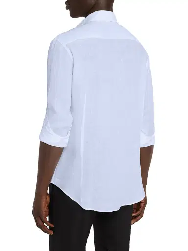 Giorgio Armani Men's Linen Button-Front Sport Shirt | Thumbnail 4 Giorgio Armani Men's Linen Button-Front Sport Shirt | Thumbnail 4