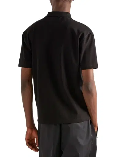 Prada Men's Piqué Polo Shirt with Re-Nylon Details - Black | Thumbnail 3 Prada Men's Piqué Polo Shirt with Re-Nylon Details - Black | Thumbnail 3