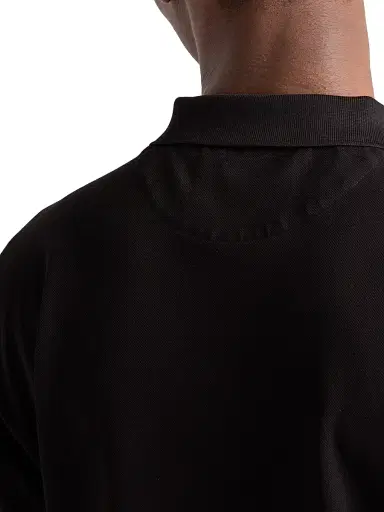 Prada Men's Piqué Polo Shirt with Re-Nylon Details - Black | Thumbnail 4 Prada Men's Piqué Polo Shirt with Re-Nylon Details - Black | Thumbnail 4