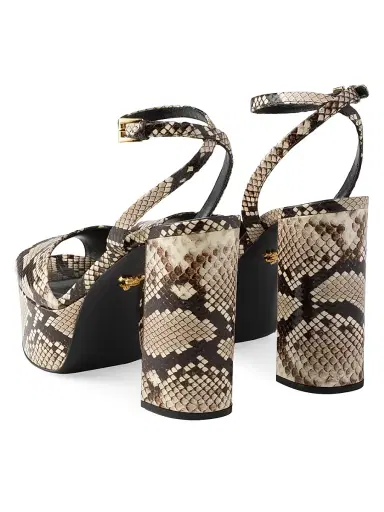 Prada Women's Python-Print Ayers Leather Platform Sandals - Beige Khaki - Size 11 | Thumbnail 3 Prada Women's Python-Print Ayers Leather Platform Sandals - Beige Khaki - Size 11 | Thumbnail 3