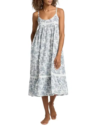 Papinelle Women's Nostalgia Strappy Floral Cotton Nightie - White | Thumbnail 2 Papinelle Women's Nostalgia Strappy Floral Cotton Nightie - White | Thumbnail 2