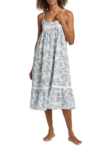 Papinelle Women's Nostalgia Strappy Floral Cotton Nightie - White | Thumbnail 3 Papinelle Women's Nostalgia Strappy Floral Cotton Nightie - White | Thumbnail 3