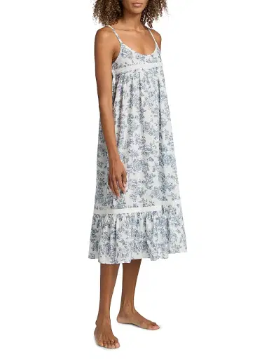 Papinelle Women's Nostalgia Strappy Floral Cotton Nightie - White | Thumbnail 4 Papinelle Women's Nostalgia Strappy Floral Cotton Nightie - White | Thumbnail 4