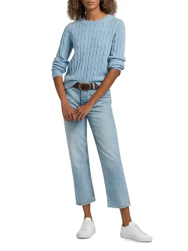 Nili Lotan Women's Silvie Cable-Knit Cashmere Sweater - Cambridge Blue | Thumbnail 2 Nili Lotan Women's Silvie Cable-Knit Cashmere Sweater - Cambridge Blue | Thumbnail 2