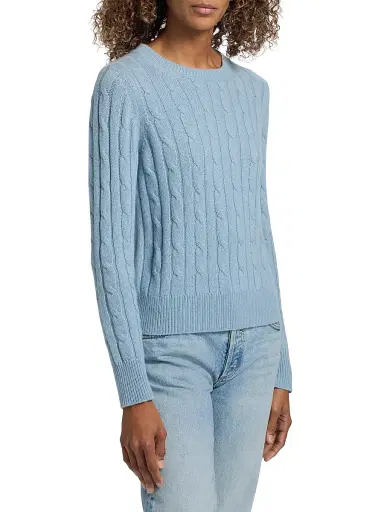 Nili Lotan Women's Silvie Cable-Knit Cashmere Sweater - Cambridge Blue | Thumbnail 4 Nili Lotan Women's Silvie Cable-Knit Cashmere Sweater - Cambridge Blue | Thumbnail 4