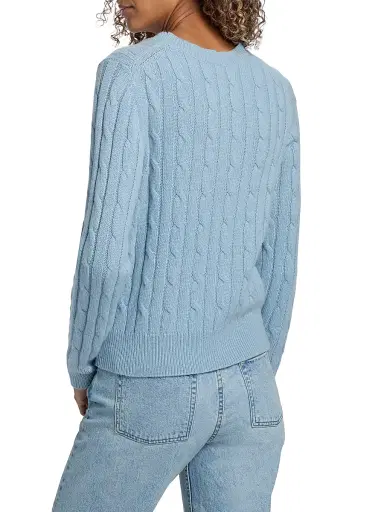 Nili Lotan Women's Silvie Cable-Knit Cashmere Sweater - Cambridge Blue | Thumbnail 5 Nili Lotan Women's Silvie Cable-Knit Cashmere Sweater - Cambridge Blue | Thumbnail 5