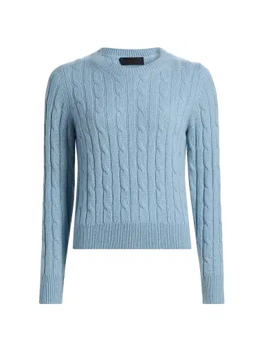 Nili Lotan Women's Silvie Cable-Knit Cashmere Sweater - Cambridge Blue | Thumbnail 1 Nili Lotan Women's Silvie Cable-Knit Cashmere Sweater - Cambridge Blue | Thumbnail 1