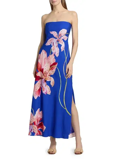 Milly Women's Vera Floral Strapless Maxi Dress - Blue Multi | Thumbnail 2 Milly Women's Vera Floral Strapless Maxi Dress - Blue Multi | Thumbnail 2