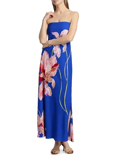 Milly Women's Vera Floral Strapless Maxi Dress - Blue Multi | Thumbnail 3 Milly Women's Vera Floral Strapless Maxi Dress - Blue Multi | Thumbnail 3