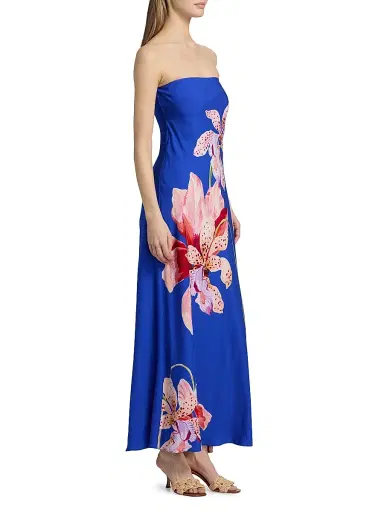 Milly Women's Vera Floral Strapless Maxi Dress - Blue Multi | Thumbnail 4 Milly Women's Vera Floral Strapless Maxi Dress - Blue Multi | Thumbnail 4