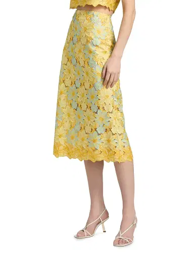 Milly Women's Alani Lace Midi Skirt | Thumbnail 4 Milly Women's Alani Lace Midi Skirt | Thumbnail 4