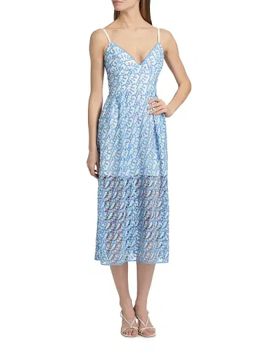 Milly Women's Hazel Embroidreed Midi Dress | Thumbnail 2 Milly Women's Hazel Embroidreed Midi Dress | Thumbnail 2