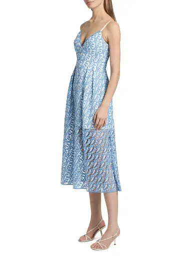 Milly Women's Hazel Embroidreed Midi Dress | Thumbnail 4 Milly Women's Hazel Embroidreed Midi Dress | Thumbnail 4