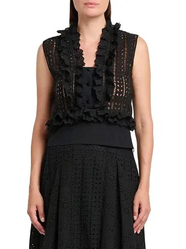 Alberta Ferretti Women's Ruffled Cotton-Blend Blouse | Thumbnail 3 Alberta Ferretti Women's Ruffled Cotton-Blend Blouse | Thumbnail 3