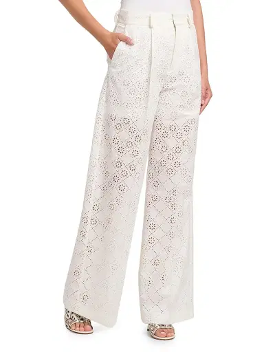 Alberta Ferretti Women's Broderie Anglaise High-Rise Straight-Leg Pants | Thumbnail 4 Alberta Ferretti Women's Broderie Anglaise High-Rise Straight-Leg Pants | Thumbnail 4