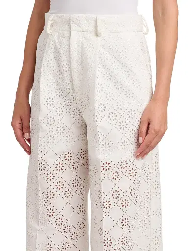 Alberta Ferretti Women's Broderie Anglaise High-Rise Straight-Leg Pants | Thumbnail 6 Alberta Ferretti Women's Broderie Anglaise High-Rise Straight-Leg Pants | Thumbnail 6