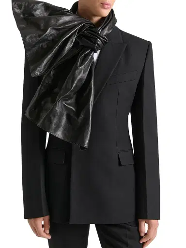 Givenchy Men's Maxi Bow Scarf in Leather - Black | Thumbnail 3 Givenchy Men's Maxi Bow Scarf in Leather - Black | Thumbnail 3