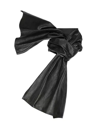 Givenchy Men's Maxi Bow Scarf in Leather - Black | Thumbnail 1 Givenchy Men's Maxi Bow Scarf in Leather - Black | Thumbnail 1