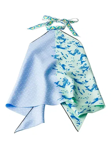 Prada Women's Printed Silk Twill Top - Blue | Thumbnail 1 Prada Women's Printed Silk Twill Top - Blue | Thumbnail 1