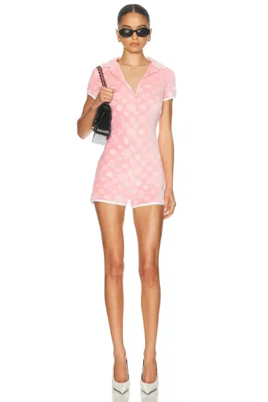 Casablanca Velour Monogram Romper | Thumbnail 1 Casablanca Velour Monogram Romper | Thumbnail 1