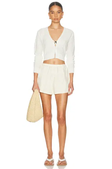 ENZA COSTA Linen Open Knit Cropped V Neck Cardigan | Thumbnail 5 ENZA COSTA Linen Open Knit Cropped V Neck Cardigan | Thumbnail 5