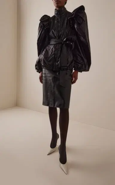 Saint Laurent Belted High-Rise Leather Midi Skirt | Thumbnail 2 Saint Laurent Belted High-Rise Leather Midi Skirt | Thumbnail 2