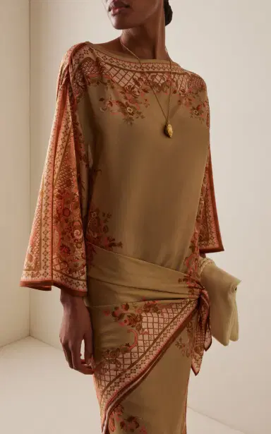 Zimmermann Aster Scarf-Detailed Silk Midi Dress | Thumbnail 3 Zimmermann Aster Scarf-Detailed Silk Midi Dress | Thumbnail 3