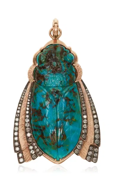 Sylva & Cie Hand Carved Kingman Turquoise Scarab Pendant | Thumbnail 4 Sylva & Cie Hand Carved Kingman Turquoise Scarab Pendant | Thumbnail 4