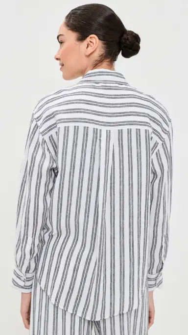 Z Supply Perfect tripe Button Up Shirt White | Thumbnail 3 Z Supply Perfect tripe Button Up Shirt White | Thumbnail 3