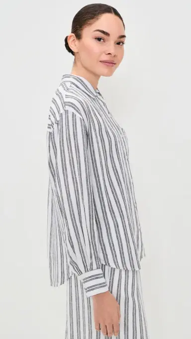 Z Supply Perfect tripe Button Up Shirt White | Thumbnail 4 Z Supply Perfect tripe Button Up Shirt White | Thumbnail 4