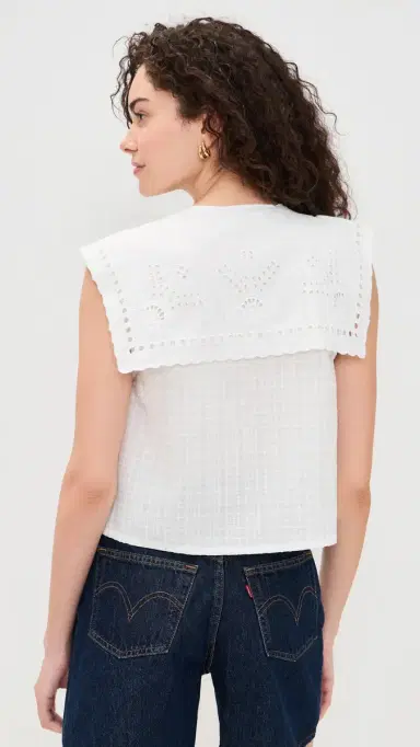 Another Girl Cutwork Collar Tie Front Blouse | Thumbnail 3 Another Girl Cutwork Collar Tie Front Blouse | Thumbnail 3