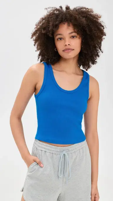 perfectwhitetee Structured Rib Bra Friendly Tank Cobalt | Thumbnail 2 perfectwhitetee Structured Rib Bra Friendly Tank Cobalt | Thumbnail 2