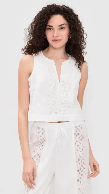 Splendid Kenzie Geo Eyelet Tank White | Thumbnail 2 Splendid Kenzie Geo Eyelet Tank White | Thumbnail 2