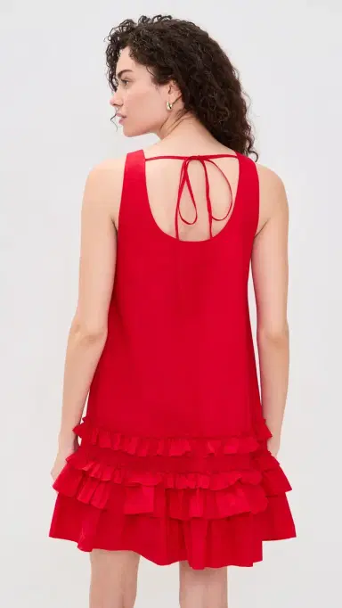 Ganni U Neck Mini Dress Poppy Red | Thumbnail 3 Ganni U Neck Mini Dress Poppy Red | Thumbnail 3