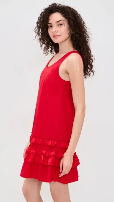 Ganni U Neck Mini Dress Poppy Red | Thumbnail 4 Ganni U Neck Mini Dress Poppy Red | Thumbnail 4
