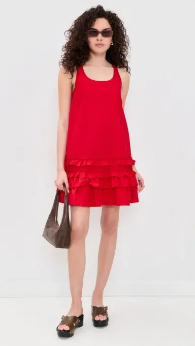 Ganni U Neck Mini Dress Poppy Red | Thumbnail 5 Ganni U Neck Mini Dress Poppy Red | Thumbnail 5