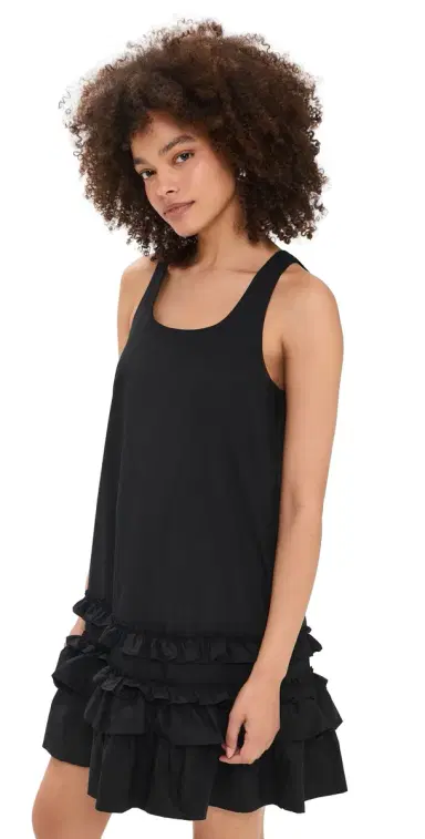 Ganni U Neck Mini Dress Black | Thumbnail 1 Ganni U Neck Mini Dress Black | Thumbnail 1